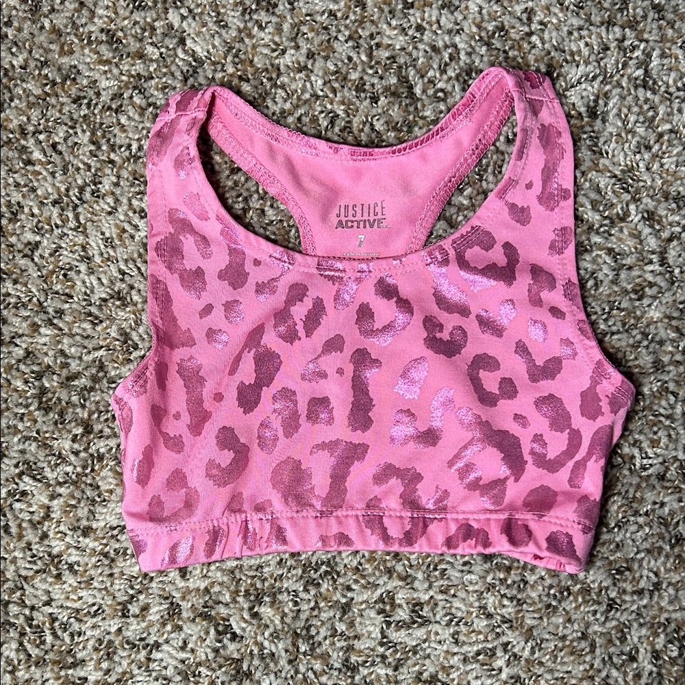 Justice Active Pink Leopard Sports Top